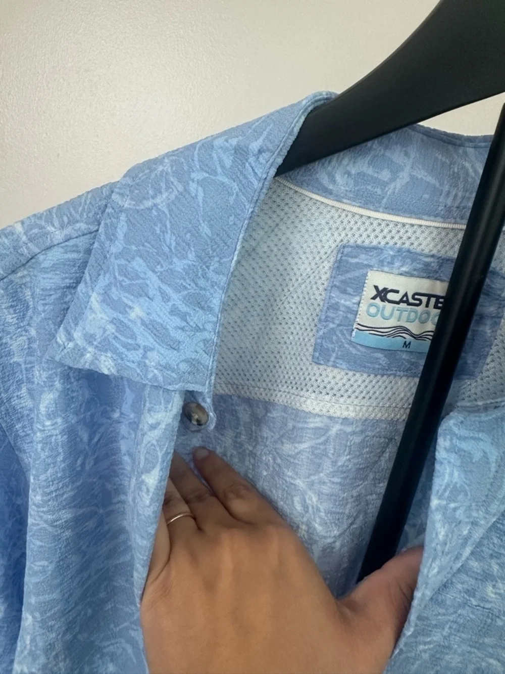XCaster Outdoor Blue Men's Fishing Short-Sleeve Button-Up Shirt